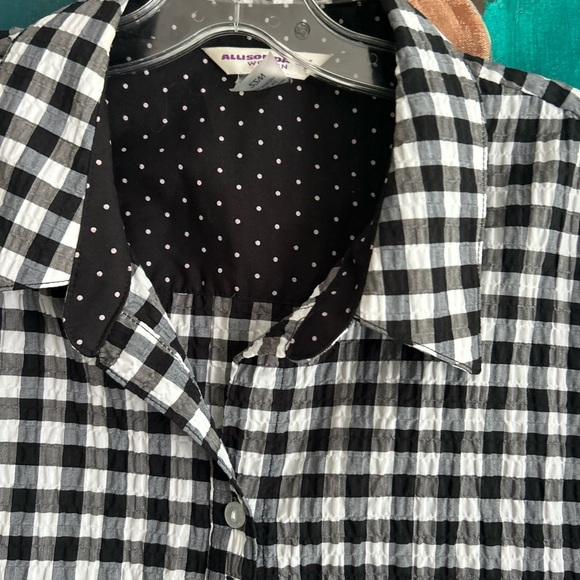 Allison Daley Black and White Checkered Blouse 22W - Picture 7 of 16